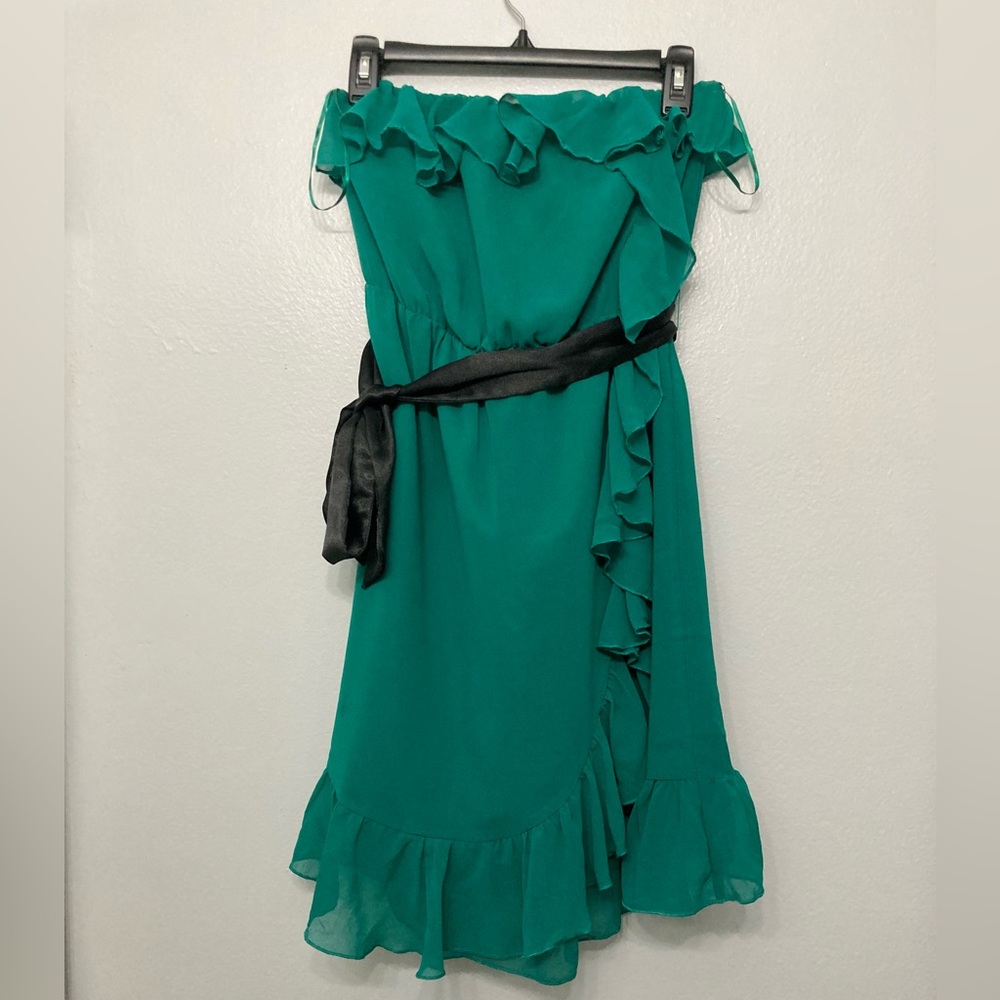 H&M Ruffle Tie Waist Mini Dress Off Shoulder Sz 10 NWT
